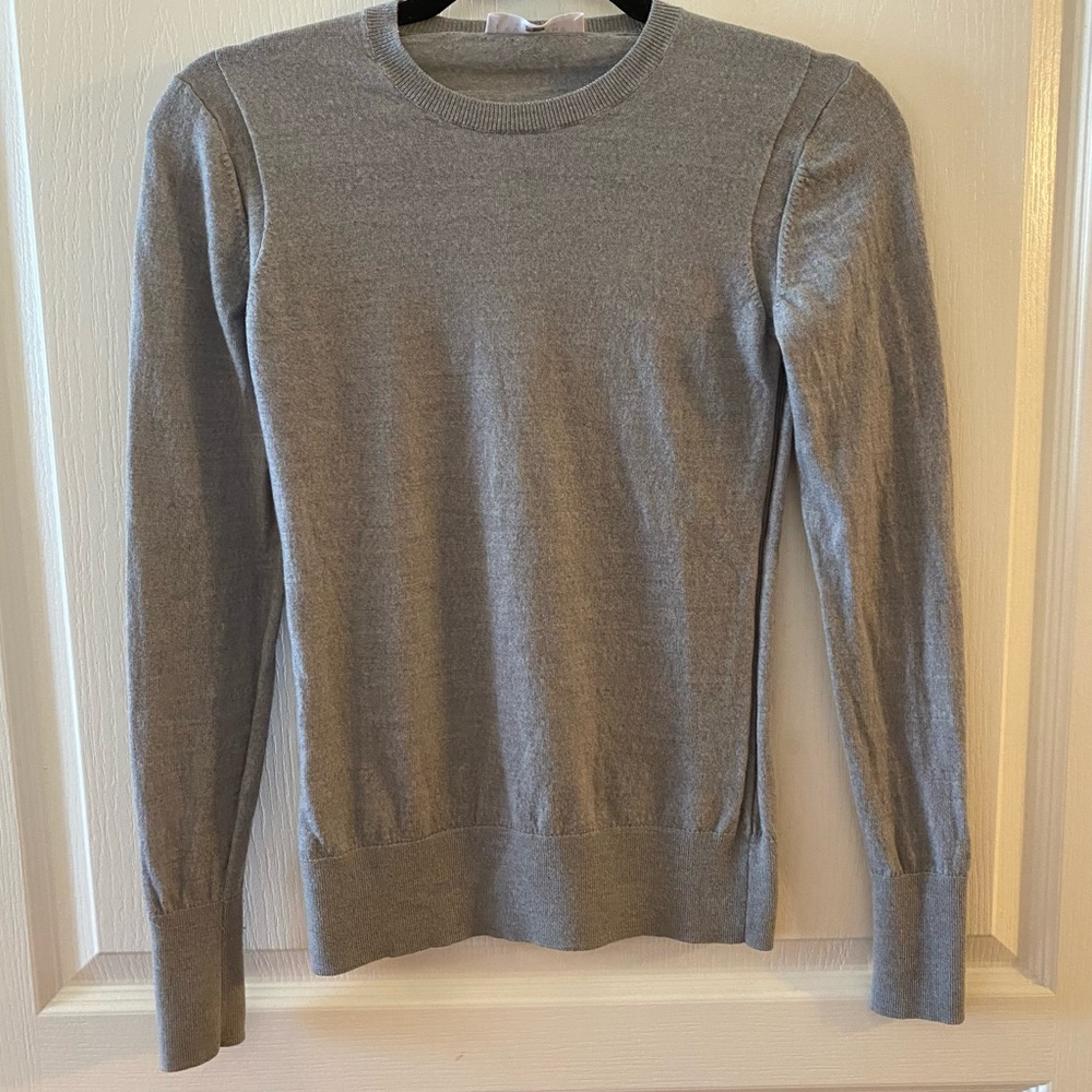 EVERLANE Light Grey Wool-Blend Crew Neck Sweater - S